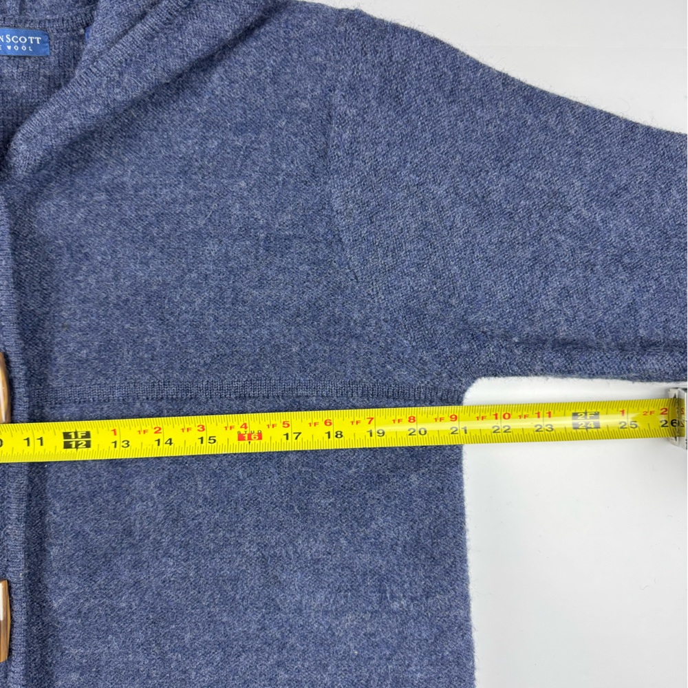 Karen Scott Blue Wool hooded coatigan with toggle buttons - Picture 4 of 7